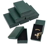 BEAMARKER 15Pcs Jewelry Gift Boxes 3.2x2x1.1 Inch Small Cardboard Jewelry Green Gift Boxes Rhombus Textured with Sponge for Necklace Earring Bracelet Pendant Storage Package Display Wedding Birthday