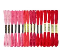 BEAMARKER 16 Skeins 131 Yards Multicolor Embroidery Thread Set 6 Ply 1.2mm Cotton Cross Stitch Embroidery Floss Friendship Bracelet String for Bracelet Making Knitting Stitching Sewing Crafts (Red)