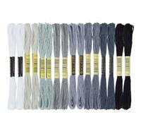 BEAMARKER 16 Skeins 131 Yards Multicolor Embroidery Thread Set 6 Ply 1.2mm Cotton Cross Stitch Embroidery Floss Friendship Bracelet String for Bracelet Making Knitting Stitching Sewing Crafts (Gray)