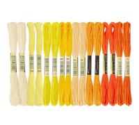 BEAMARKER 16 Skeins 131 Yards Multicolor Embroidery Thread Set 6 Ply 1.2mm Cotton Cross Stitch Embroidery Floss Friendship Bracelet String for Bracelet Making Knitting Stitching Sewing Crafts (Yellow)