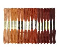 BEAMARKER 16 Skeins 131 Yards Multicolor Embroidery Thread Set 6 Ply 1.2mm Cotton Cross Stitch Embroidery Floss Friendship Bracelet String for Bracelet Making Knitting Stitching Sewing Crafts (Brown)