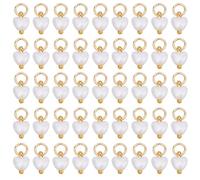 BEAMARKER 200Pcs ABS Imitation Pearl Charms White Love Heart Dangle Charms Valentine Heart Shaped Pendants with Stainless Steel Jump Rings for DIY Keychain Jewelry Making Bracelets Necklace Crafts