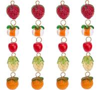 BEAMARKER 20Pcs 5 Styles Lampwork Fruit Charms Glass Strawberry Charms 3D Crystal Pineapple Apples Orange Sweet Food Fruits Pendants for Jewelry Making Bracelets Necklaces Earrings Diy Crafts