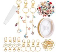 BEAMARKER 214Pcs Lip Gloss DIY Keychain Making Kits Include 10m Gold Chains Enamel Charms Pendants Open Jump Rings Alloy Keychain Clasps for Women DIY Crafts Jewerly Making