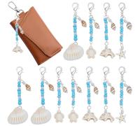 BEAMARKER 24Pcs 4 Styles Turtle Key Chain Bulk Summer Keychains Pack Colorful Starfish Conch Dolphin Glass Beaded Sea Ocean Animal Charms Pendants for Keychains Purses Bags Souvenir Gift DIY Decor
