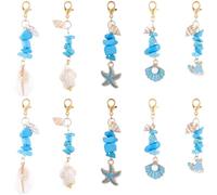 BEAMARKER 25Pcs 5 Styles Sea Animal Charms Shell Starfish Turtle Pendants with Synthetic Turquoise Beads Alloy Lobster Claw Clasps Pendant Set Ocean Theme Summer Charm for Keychain DIY Jewelry Making