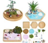 BEAMARKER 25Pcs and 116G Miniature Beach Zen Garden Mini Desktop Sandbox Resin Starfish Dolphin Shell Sailboat Ocean Beads Bamboo Coaster Sand Kits for Home Office Garden Desktop Display DIY Decor