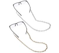 BEAMARKER 2Pcs 2 Colors Eyeglass Chains for Women 28in Eyeglass Holders Around Neck Stylish Sunglasses Neck Strap Decorative Necklace with Loop Ends for Women Men Reading Writing Outdoor Daily Wear