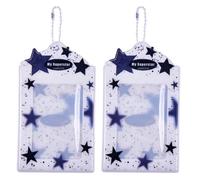 BEAMARKER 2Pcs Black Star Kpop Photocard Holders PVC 3 Inch Hanging Card Protector Sleeve Cute Rectangle Name Card Holder Keychain with Ball Chain for Picture Photo Album Idol Credit ID Bank