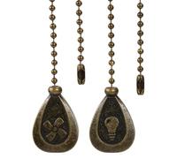 BEAMARKER 2Pcs Bronze Ceiling Fan Pull Chain Extension 31cm Brass Teardrop Ceiling Light Chain Extender Pendant String Accessory with Connector for Light Lamp Bulb Switch Decorations Ornaments