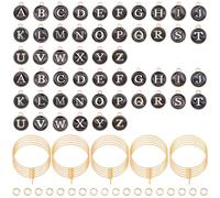 BEAMARKER 30 Sets DIY Wine Glass Charm Kit Wine Charms for Stem Glasses 52 Black Enamel Letter Pendants 30 Drink Identifiers Markers Tags Rings 52 Jump Rings for Party Decorations Cocktail