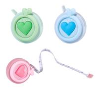 BEAMARKER 3Pcs 3 Colors Heart Soft Tape Measure 60 Inch 1.5m PVC Retractable Mini Cartoon Measuring Tape Cute Tape Rulers for Body Measurements Sewing Tailor Cloth Crafts Green Blue Pink