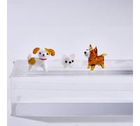 BEAMARKER 3Pcs 3 Styles Hand Blown Glass Dog Figurines Tiny Animals Puppy Glass Statue Small Handmade Display Decoration Mini Dog Ornament for Home Office Decoration Collectibles Gifts