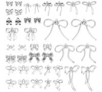 BEAMARKER 40Pcs 20 Styles Alloy Bow Charms Tibetan Silver Charms Bowknot Vintage Antique Retro Coquette Aesthetic Metal Small Pendants for Jewelry Making Earrings Bracelets Necklaces DIY Crafts