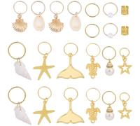 BEAMARKER 40Pcs Shell Dreadlock Charms Ocean Hair Charms Summer Turtle Starfish Mermaid Tail Sea Animal Alloy Braid Cuffs Beads Pendants Clip Rings for African Hair Styling Dreadlocks Braids DIY Decor