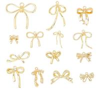 BEAMARKER 42Pcs 14 Styles Gold Bow Charms Bulk Alloy Metal Bowknot Pendants Big Cute Dangle Charms with Loop Jewelry Making DIY Craft Supplies for Women Necklace Bracelets Earrings Keychains