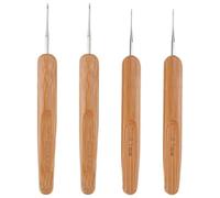BEAMARKER 4Pcs Dreadlock Crochet Hooks for Hair 0.5/0.75mm with Bamboo Handles Braid Needles for Braiding Weaving Maintaining Dreadlocks DIY Hair Styling Tools for Locs Styling Accessories