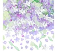 BEAMARKER 500Pcs Acrylic DIY Flower Leaf Beads Kits Including Assorted Purple Flower Loose Beads Maple Leaf Pendants Charms Acrylic Floral Caps for Earring Bracelet Necklace Craft Jewelry Making