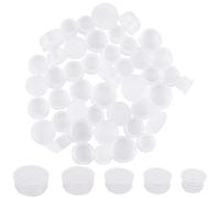 BEAMARKER 50Pcs 5 Sizes Salt and Pepper Shaker Stoppers Plastic Stopper Replacement Plugs Reusable Clear Round for Salt Pepper Shaker Wine Bottle Flower Pots Pipes 3/4", 7/8", 13/16", 15/16"