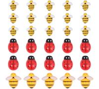 BEAMARKER 60Pcs Tiny Resin Bees Ladybugs Mini Flatback bee Charms Cute Ladybug Craft Decor for Spring Fairy Garden Embellishment Wreath Scrapbooking Phone Case Party Home Decoration