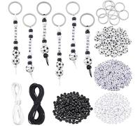 BEAMARKER 752Pcs DIY Soccer Bead Keychain Kits Sports Key Chain Making Craft Adjustable Number Beads 12Pcs Key Rings Nylon String Bag Charm Holiday Party Favor for Jewelry Backpack Accessories