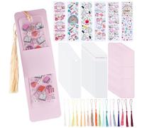 BEAMARKER 90Pcs Acrylic Bookmark Blanks Set DIY Bookmark Making Kit with Bookish Stickers Decorative Tassels Personalized Tags for Gifts School Students Teachers Party Favors Book Lover