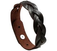 BEAMARKER Braided Leather Cuff Bracelet Handmade Woven Rock Wide Wristbands Unisex Punk Gothic Bangle Jewelry PU Leather Adjustable Wrap Bracelet with Alloy Finding for Men Women(Coconut Brown)