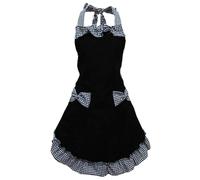 BEAMARKER Cute Retro Aprons with Pockets Adjustable Vintage Stylish Apron with Bow Pretty Ruffle Kitchen Cooking Baking Restaurants Servers Cleaning Home Repairs Gardening Crafting