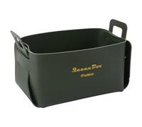 BEAMARKER Foldable Storage Basket Bin PU Leather Desktop Organizer Box Green Small Catchall Basket Rectangle Tray Double Handles for Entryway Bedside Dresser End table Cosmetic Jewelry Key Wallet