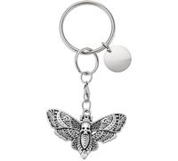 BEAMARKER Gothic Luna Moth Butterfly Skull Keychain Antique Silver Goth Emo Punk Grunge Keychain Vintage Halloween Bag Charm Jewelry Gift for Women Men Christmas Halloween Backpack Handbag Accessories