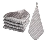 BEAMARKER Microfiber Cleaning Cloth 4Pcs Hangable Cleaning Towels Bamboo Charcoal Dish Cloth Highly Absorbent Fiber Square Dish Rags for Household Kitchen Bathroom Window Sports Grey 9.84x9.84 Inch