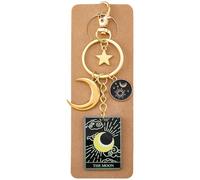 BEAMARKER Tarot Keychain Golden Black Tarot Card Pendants with Lobster Clasp Moon Star Keychain Charms Vintage Decorative Accessories for Women Keys Purses Handbags Valentine Halloween Christmas