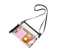 BEAMARKER Transparent PVC Small Stadium Approved Crossbody Bags Rectangle See Through Black Handbag Clear Waterproof Shoulder Purse with Adjustable Strap for Women Traveling Sports Concerts