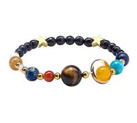 BEAMARKER Women Solar System Bracelet Universe Galaxy The Eight Planets Guardian Star Natural Stone Beads Bracelet Bangle Gifts for Birthday Anniversary Christmas Cosmic Jewelry Accessories