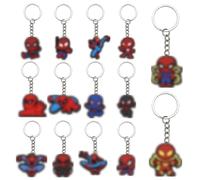 Beamely 14Pcs Keychains Party Bag Fillers for Kids Boys Girls, Hero Theme Keyrings Party Favors for Birthday Gift Christmas Halloween Party Supplies Pinata Filler Lucky Dip Prizes Rewards
