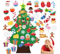 Beamely Kids DIY Felt Christmas Tree, 34Pcs Xmas Tree Set with Christmas Ornaments 3.1FT Felt Tree Handmade Hanging Decorations Kits for Children Toddlers Xmas Gift Door Wall Window Decor Christmas