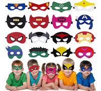 Beamely Superhero Masks Party Bag Fillers for Kids, 16 Pcs Avengers Felt Masks Costumes Toy Gift for Boys Girls, Cartoon Eye Mask Party Favors for Birthday Party Dress Up Cosplay Halloween Xmas