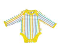 Beaming Baby 100% Organic Cotton Bodysuit. Long Sleeve, Envelope Neck Unisex Baby Vest, Suitable for Baby Boys & Baby Girls. For Babies with Eczema & Sensitive Skin. Pastel Stripe (12-18 Months)