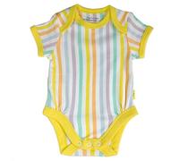 Beaming Baby 100% Organic Cotton Bodysuit. Short Sleeve, Envelope Neck Unisex Baby Vest, Suitable for Baby Boys & Baby Girls. For Babies with Eczema & Sensitive Skin. Pastel Stripe (Newborn)
