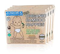 Beaming Baby Organic Bamboo Eco Nappies Size 5 (15-19 kg/33-44 lb) - 88 Biodegradable Diapers (4 Packs x 22) Monthly Pack. Hypoallergenic, Recyclable Paper Packaging
