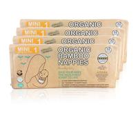 Beaming Baby Organic Bamboo Eco Diapers Size 1 (2-6 kg/4-13 lb) - 128 Biodegradable Nappies (4 Packs x 32) Monthly Pack, Newborn. Hypoallergenic, Brown Paper Packaging