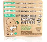 Beaming Baby Organic Bamboo Eco Nappies Size 3 (7-11 kg / 16-25 lb) - 104 Biodegradable Diapers (4 Packs x 26) Monthly Pack. Hypoallergenic, Recyclable Paper Packaging