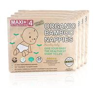 Beaming Baby Organic Bamboo Eco Nappies Size 4 (9-15 kg / 23-34 lb) - 96 Biodegradable Diapers (4 Packs x 24) Monthly Pack. Hypoallergenic, Recyclable Paper Packaging