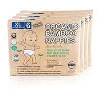 Beaming Baby Organic Bamboo Nappies Size 6 (16kg+ / 35 lb+), 80 Biodegradable Nappies (4 Packs x 20) Monthly Multi Pack. Hypoallergenic, Ideal for Sensitive Baby Skin| Recyclable Paper Packaging