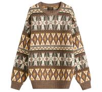 Beams Plus Men's Fair Isle Crew Neck Jumper Brown