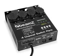 BeamZ 4-Channel DMX Switch Pack II - Lighting Controller with Built-In Programmes, Relay Switching, 3-Pin DMX Connector and 4 Shuko Sockets, Ideal for LED PAR Lights & Effects (154.029-US)
