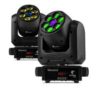 beamz 2x Cobra 160 100W B Eye Moving Head Spot Light with Gobo Wheel | Stage Lighting Package for Bars, Clubs, DJs | RGBW LEDs & 7-Color Gobo Moving Head Light | DMX & Sound-Activated Control