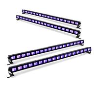 beamz 4x BUV183 LED UV Light Bars, DJ UV Blacklight Bar Set with 18x 3W LEDs, Wall or Floor Mountable Fixture for Dance Floors, Clubs, Themed Events, Parties