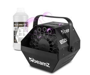 Beamz B500 Portable DJ Bubble Machine with 1L UV-Active Liquid, Compact Bubble Blower for Events and Parties, Glowing UV Light Effects, Ideal for DJs, Includes Fluid