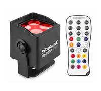 BeamZ BBP44 Weatherproof Battery Uplighter - Wireless, Compact Battery Operated Uplighters with 4X 4W RGBW LEDs, IP65 Rated for Outdoor Events, 25hr Charge, Remote Control Included